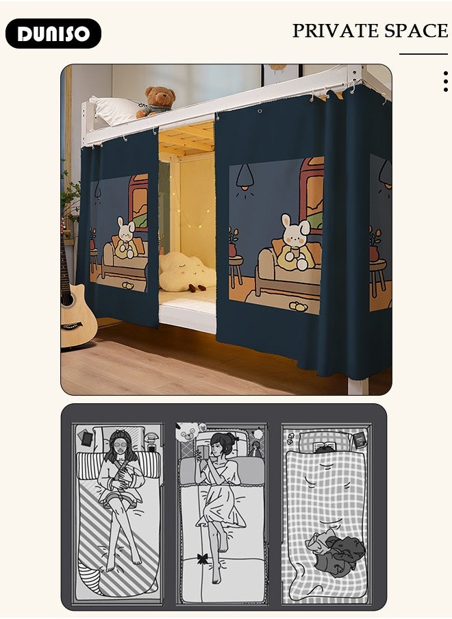 DUNISO Blackout Bottom Bunk Bed Curtains Dormitory Room Lightproof Decorative Roommate Privacy Cover Canopy Photo Background Decor Backdrop Blackout Curtain 2 Panels  - Image 5