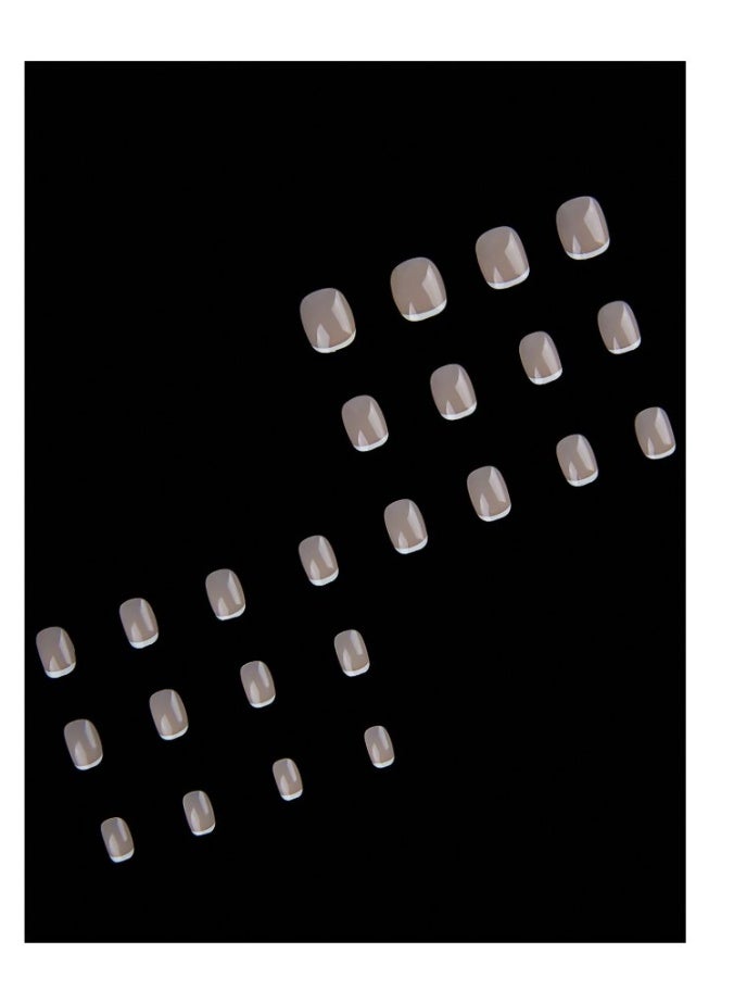 24-piece short oval nude French press-on nails for daily wear - Image 4