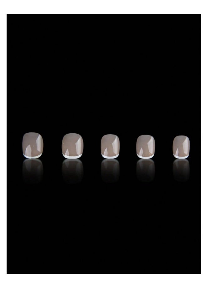 24-piece short oval nude French press-on nails for daily wear - Image 3