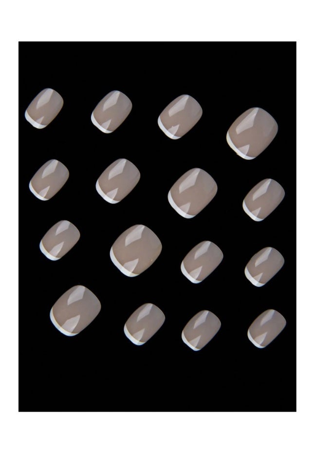 24-piece short oval nude French press-on nails for daily wear - Image 2