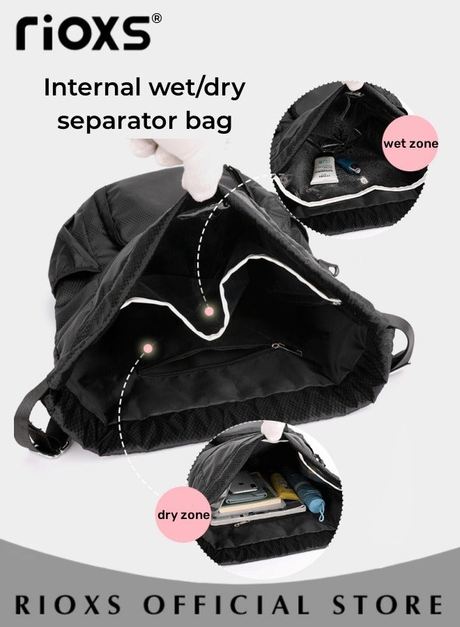 RIOXS Drawstring Bag Gym Sack String Bag for Men and Women Oxford Fabric Casual Sports Bag Lightweight Large Capacity Fitness Backpack - Image 2