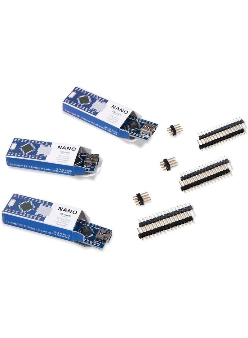 ELEGOO Nano Board CH 340/ATmega+328P Without USB Cable, Compatible with Arduino Nano V3.0 (Nano x 3 Without Cable) - Image 2