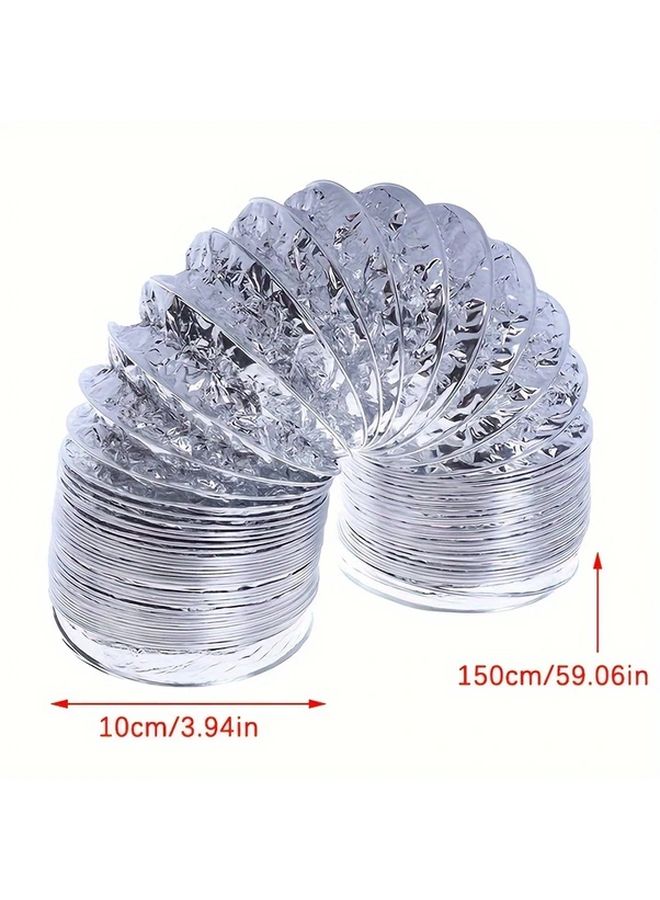 Flexible Aluminum Ventilation Duct 4 Inch 59 Inch Long High Temp Resistant Steel Wire - Image 4