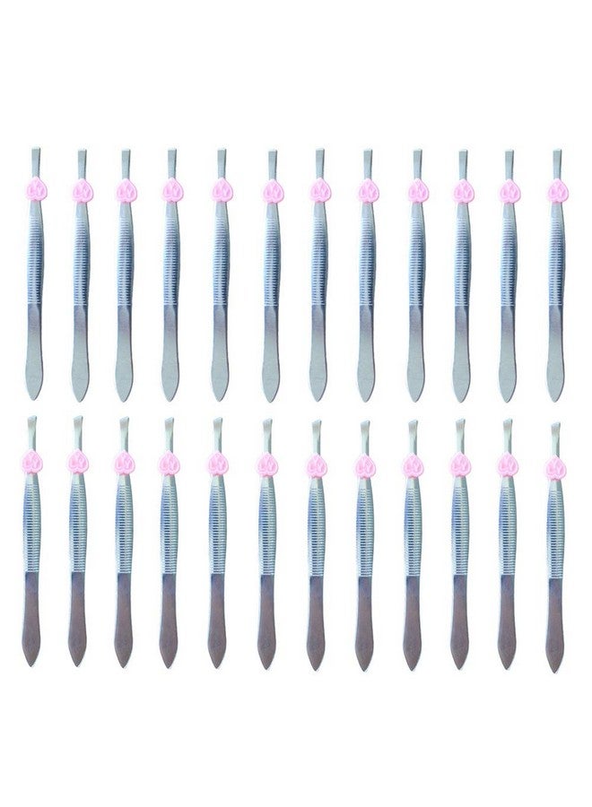 Erewa Pack Of 24 Oblique Eyebrow Tweezers And Flat Stainless Steel Tweezers Precision Clipper For Eyebrow Shaping And Facial Hair Removal - Image 1