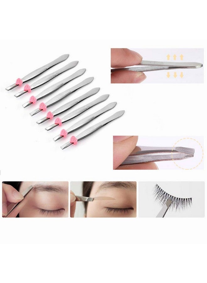 Erewa Pack Of 24 Oblique Eyebrow Tweezers And Flat Stainless Steel Tweezers Precision Clipper For Eyebrow Shaping And Facial Hair Removal - Image 5