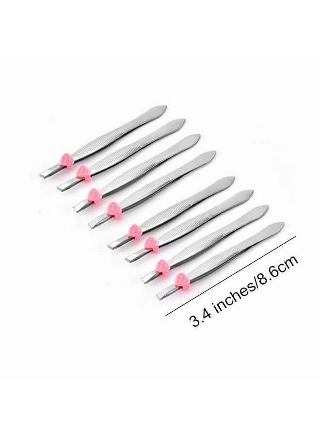 Erewa Pack Of 24 Oblique Eyebrow Tweezers And Flat Stainless Steel Tweezers Precision Clipper For Eyebrow Shaping And Facial Hair Removal - Image 3