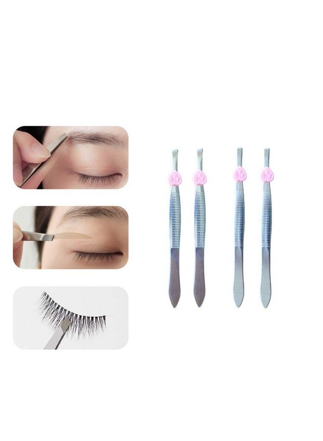 Erewa Pack Of 24 Oblique Eyebrow Tweezers And Flat Stainless Steel Tweezers Precision Clipper For Eyebrow Shaping And Facial Hair Removal - Image 4
