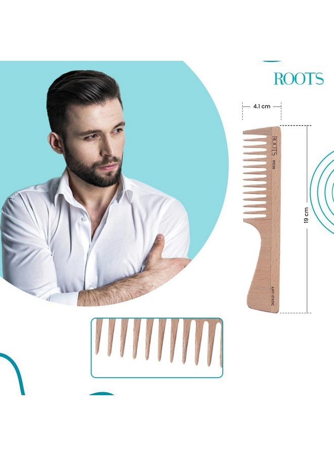 Roots Roots Wooden Dressing Comb - Designed with Wide Rounded Teeth Handle Comb - Damage Free Everyday use for Men and Women - WD20 - Image 4