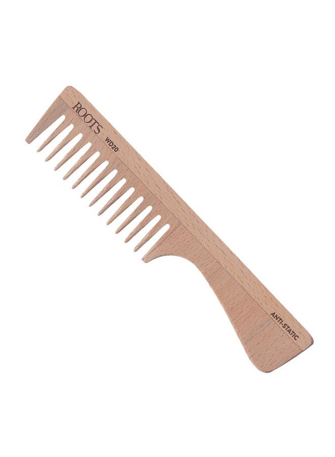 Roots Roots Wooden Dressing Comb - Designed with Wide Rounded Teeth Handle Comb - Damage Free Everyday use for Men and Women - WD20 - Image 1