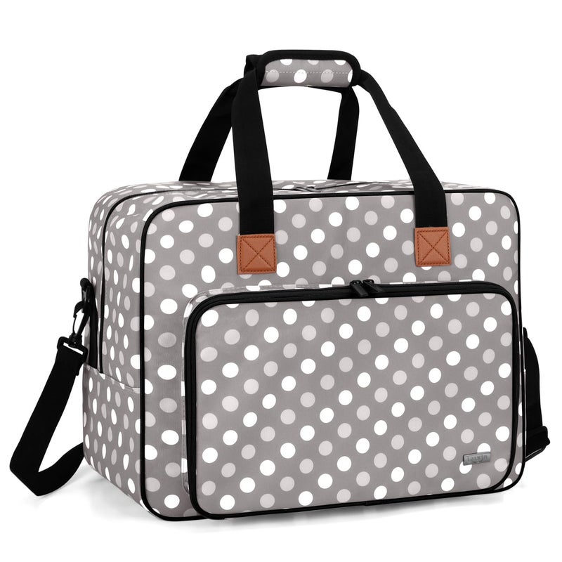 LUXJA Sewing Machine Bag Portable Tote Bag Compatible with Most Brother Singer Sewing Machines and Extra Sewing Accessories Gray Dots