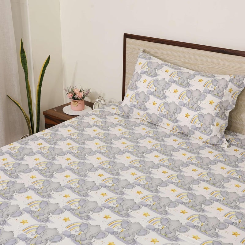 Bhoomi Impex Bed Sheets Brushed Microfiber Rainbowsafari_Micro Patterned Sheet Pillowcase Sets_King 108x108 Inch - Image 4
