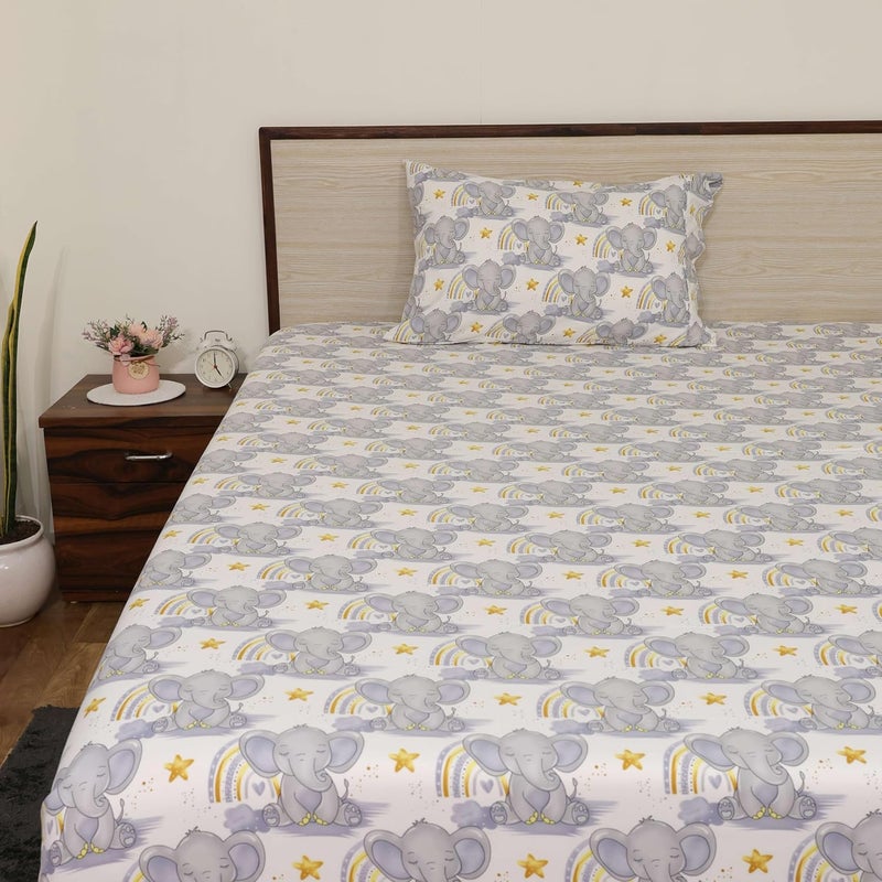 Bhoomi Impex Bed Sheets Brushed Microfiber Rainbowsafari_Micro Patterned Sheet Pillowcase Sets_King 108x108 Inch - Image 2