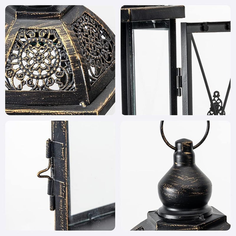 DECORKEY Large Lantern Decorative Outdoor & Indoor, Set of 2 (15â€™â€™&10â€™â€™) Metal Candle Lanterns Decor, Vintage Hanging Candle Holder for Front Porch Patio Wedding Farmhouse Home, Spring Decoration - Image 4