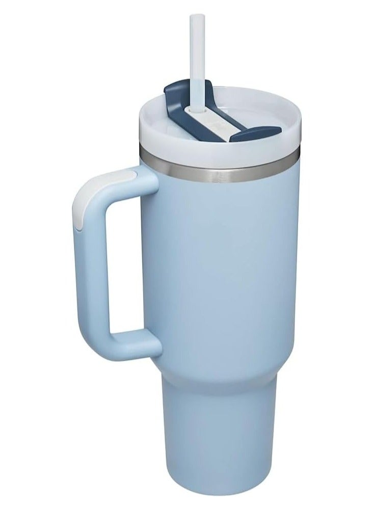 Stanley Vacuum Insulated Coffee Mug,Insulated Mug with Handle and Straw Lid,In-car Mug,Blue 40 Oz - Image 2