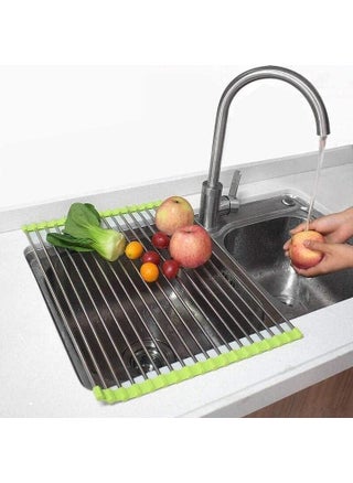 Shrux Multipurpose Rollup Dish Drying Rack Over The Sink Mat Stainless Steel Adjustable Folding Rolling Dish Drainer Organizer RackFruitVegetable StrainerDrainer Steel Road mat 18 X 175 - pzsku/Z3B7EEF36FD4E524780CDZ/45/1748265062/91f25b3a-7f36-4474-a0a9-391786999f09