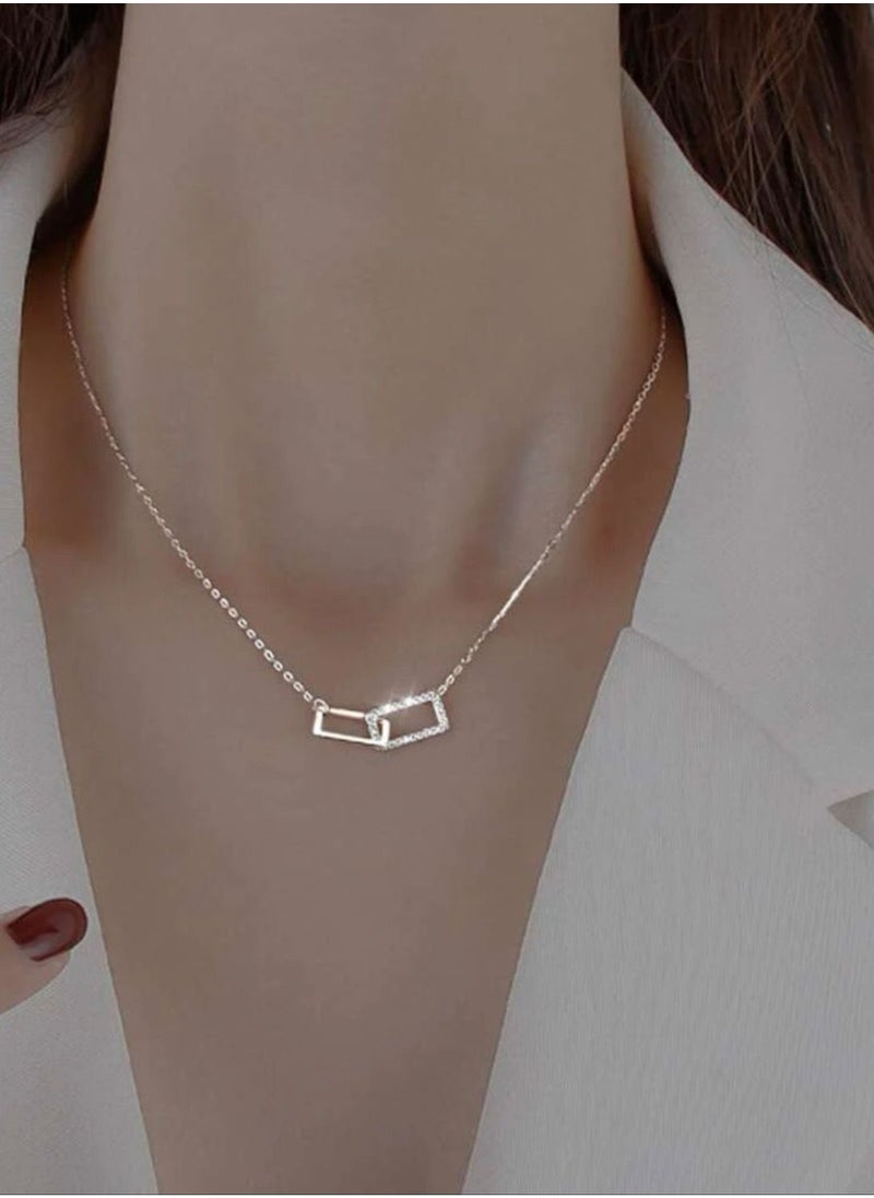 Blueline - Elegant Silver Plated Cubic Zircon Necklace For Women - Image 1