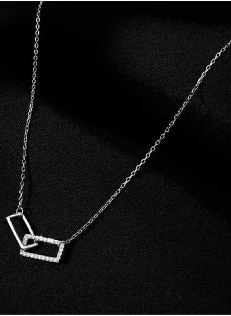 Blueline - Elegant Silver Plated Cubic Zircon Necklace For Women - Image 1