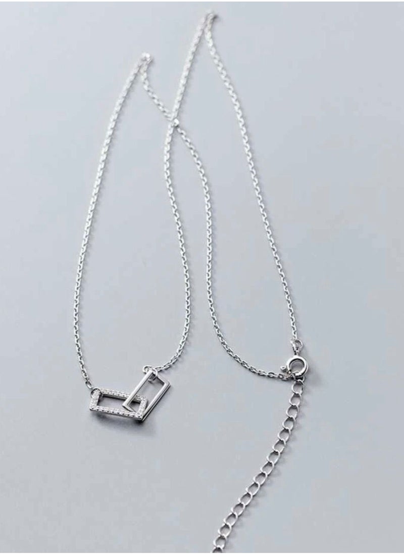 Blueline - Elegant Silver Plated Cubic Zircon Necklace For Women - Image 1