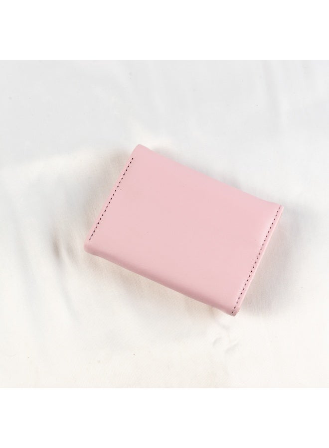 محفظة وحاملة بطاقات جلد بينك تحتوي على جيوب متعددة للنقود والبطاقات - Image 2