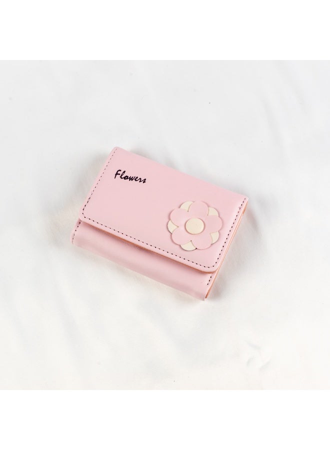 محفظة وحاملة بطاقات جلد بينك تحتوي على جيوب متعددة للنقود والبطاقات - Image 1