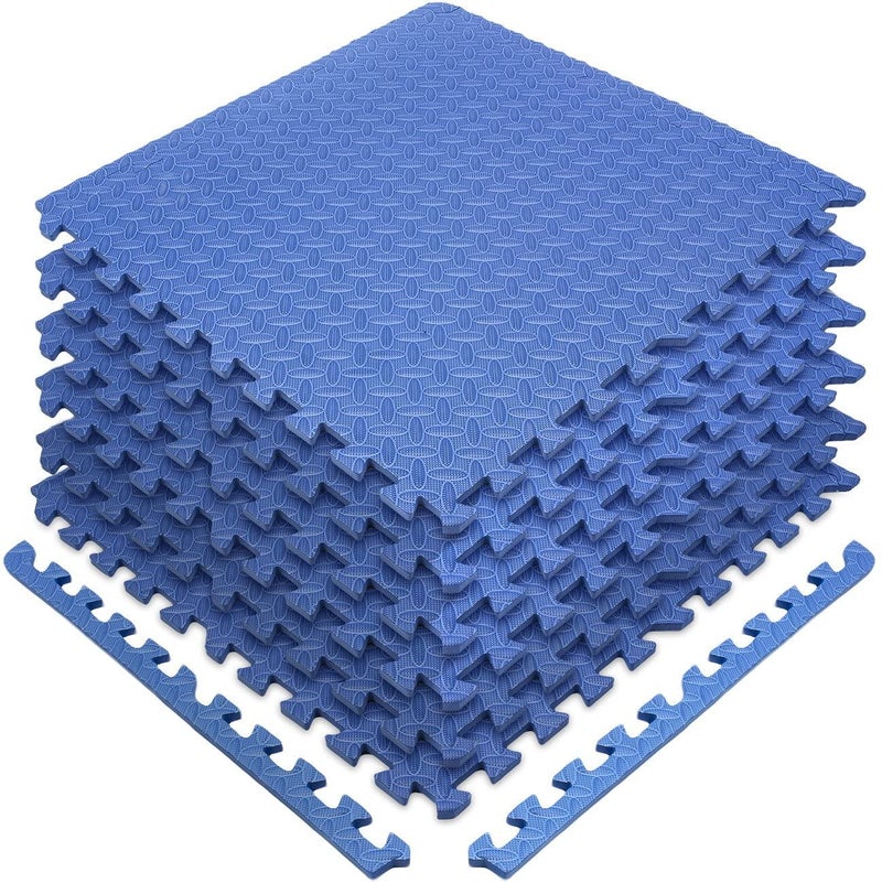 SIGNATRON Fitness Puzzle Mat, Gym Floor Mat, Exercise Mat, EVA Foam Interlocking Tiles, Protective Flooring for Home Gym Equipment and Workouts, 12mm (Blue, 24 SqFt - 6 Mats) - Image 1