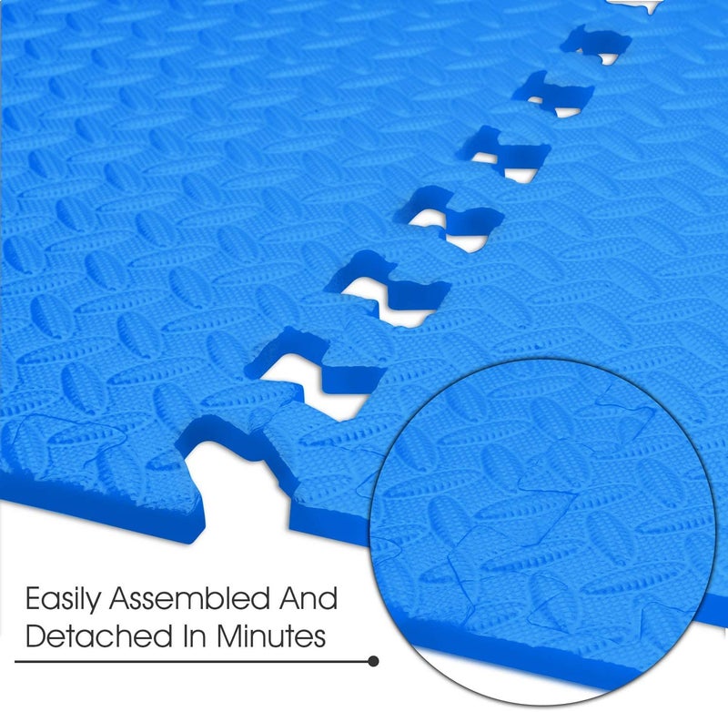 SIGNATRON Fitness Puzzle Mat, Gym Floor Mat, Exercise Mat, EVA Foam Interlocking Tiles, Protective Flooring for Home Gym Equipment and Workouts, 12mm (Blue, 24 SqFt - 6 Mats) - Image 4