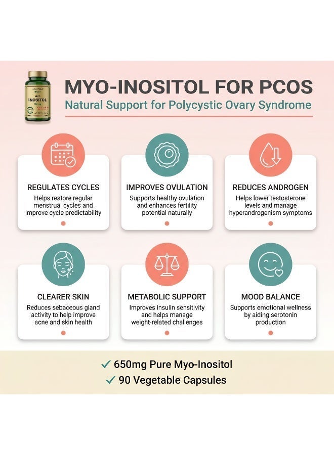 Cosmo Pharm Myo Inositol 750mg | Supports Hormonal Balance & a Healthy Cycle for Women | 90 Vegetable Capsules - Image 4