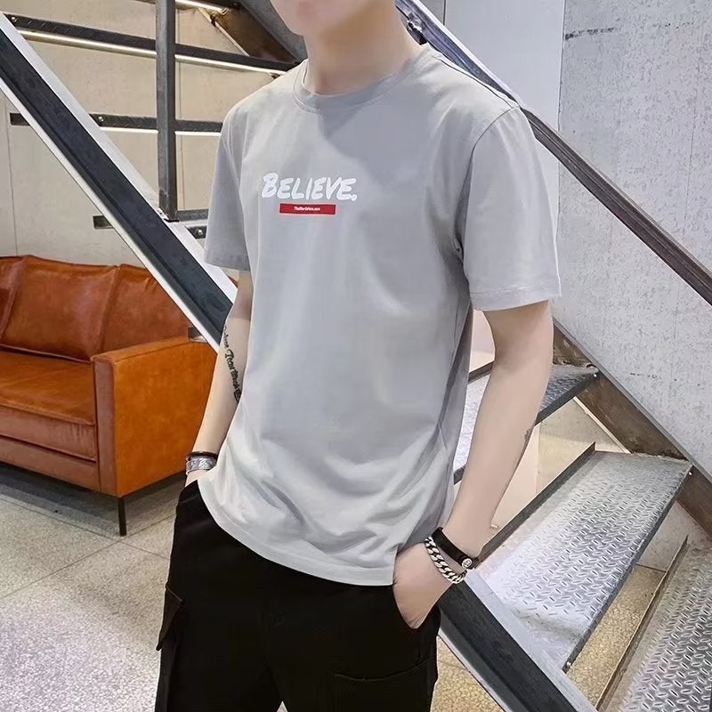 Men's Short-sleeved T-shirt 2023 New Summer Men's Fashion Brand Fashion Half-sleeved T-shirt Base Shirt - Image 3