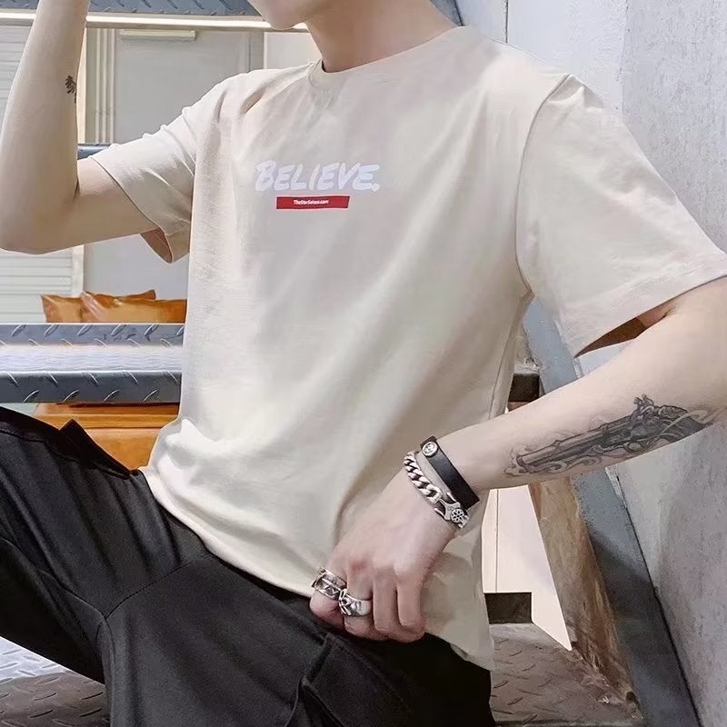 Men's Short-sleeved T-shirt 2023 New Summer Men's Fashion Brand Fashion Half-sleeved T-shirt Base Shirt - Image 4