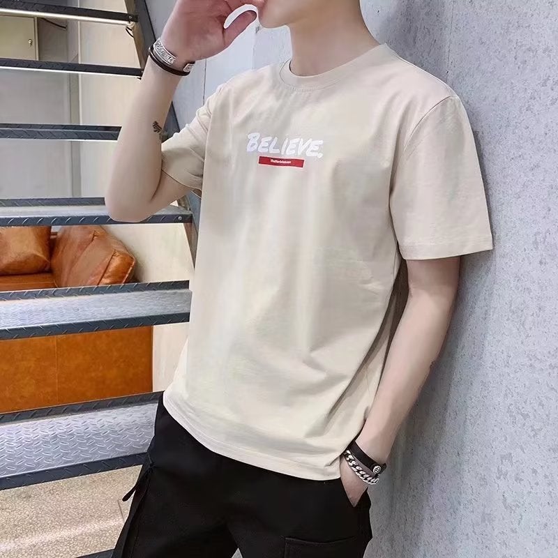 Men's Short-sleeved T-shirt 2023 New Summer Men's Fashion Brand Fashion Half-sleeved T-shirt Base Shirt - Image 2