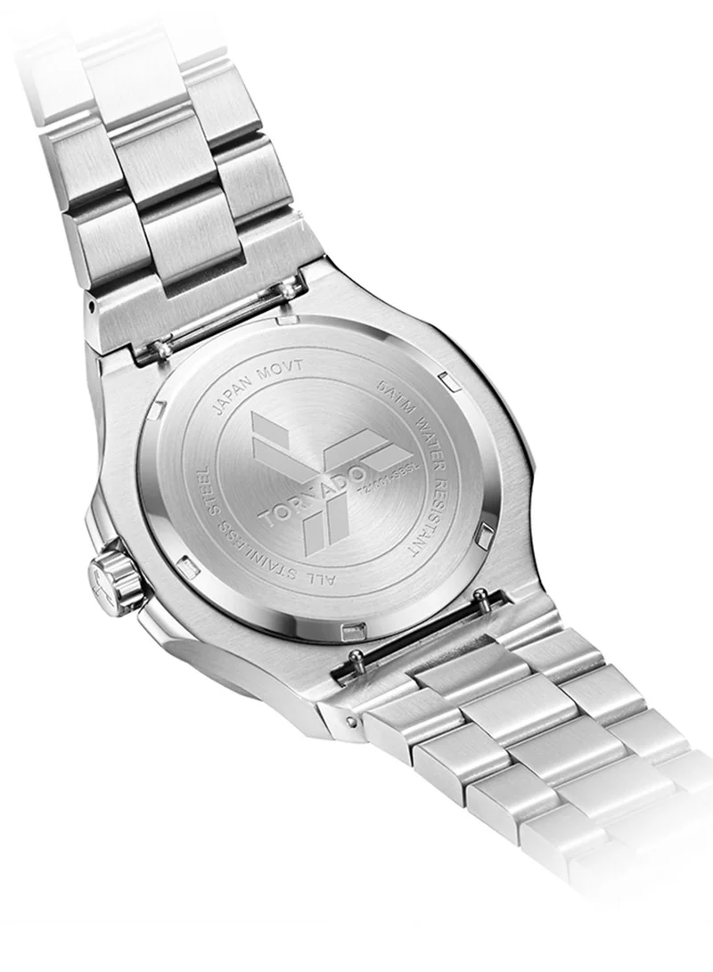 TORNADO Tornado AURORA EON Men's Japan Quartz Movement Watch, Analog Display and Stainless Steel Strap - T21001-SBSL, Silver