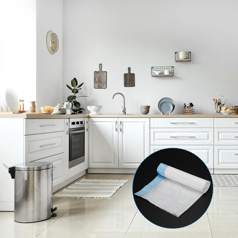 باتيكيل 2 4 جالون أكياس قمامة صغيرة 8 لفات 120 عد أكياس قمامة مطبخ سميكة بيضاء - Image 5