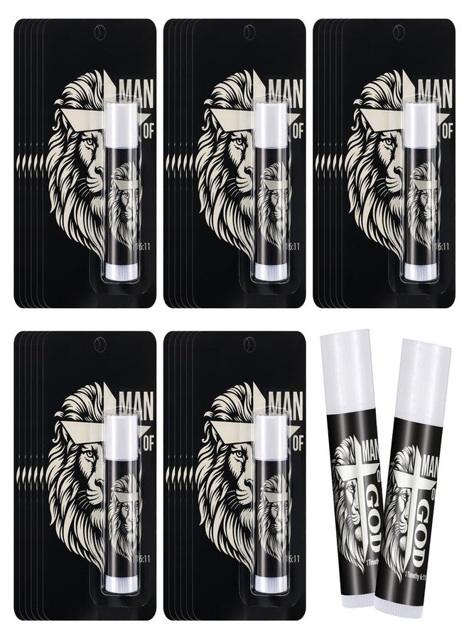 Leelosp 24 Set Church Gift Bulk Man of God Lip Balm Bulk Black Religious Bible Verse Gifts for Christian Appreciation Gift for Men Pastor Coworker Team Church Party Favors - Image 1