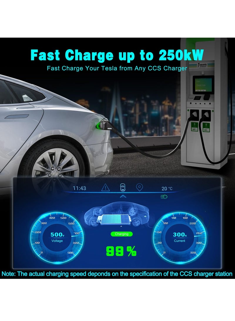 SYOSI محول CCS إلى Tesla - محول CCS1 متوافق مع طراز Tesla 3/Y/S/X، بحد أقصى 250 كيلو وات DC CCS Combo 1 لمالكي Tesla فقط مع حقيبة محمولة، متوافق مع جميع المستويات 3 مع قابس CCS - Image 3
