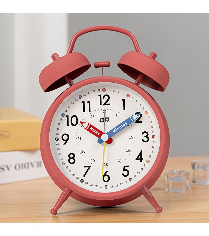 Green Bedroom Alarm Clock With Creative Pointer Design Soft Glow Night Light Silent Operation Office Back To School Gift - Image 2