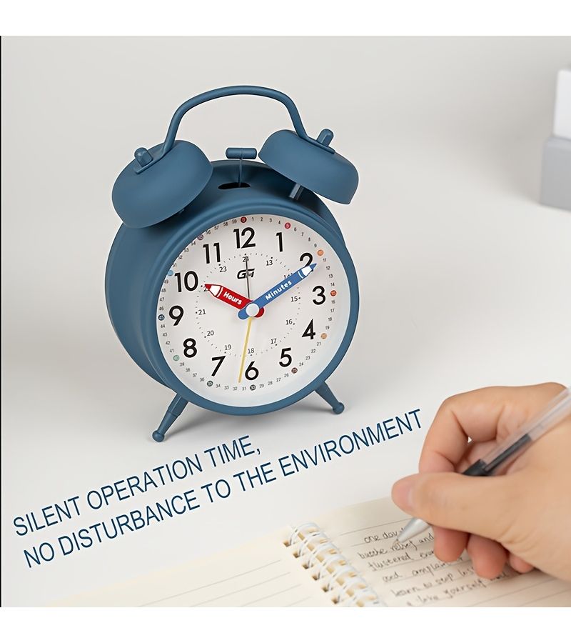 Green Bedroom Alarm Clock With Creative Pointer Design Soft Glow Night Light Silent Operation Office Back To School Gift - Image 5