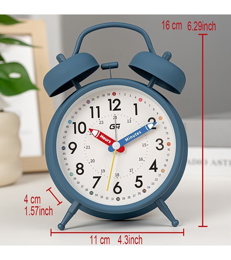 Green Bedroom Alarm Clock With Creative Pointer Design Soft Glow Night Light Silent Operation Office Back To School Gift - Image 3