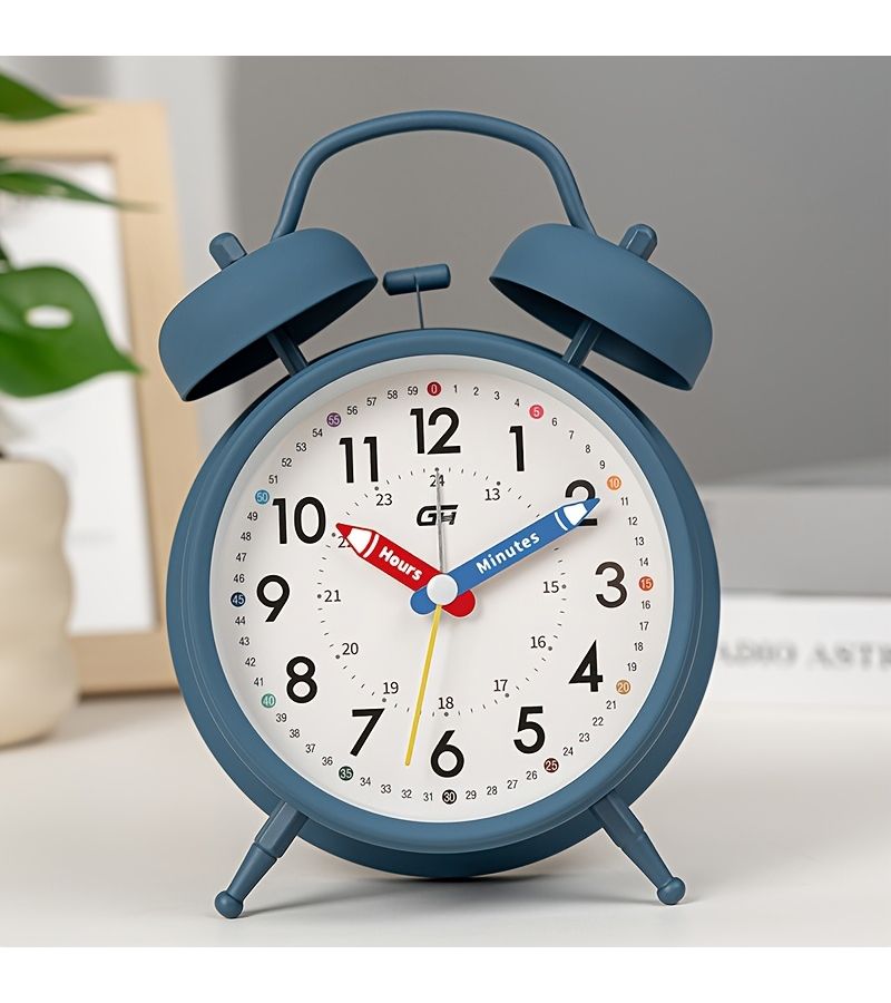 Green Bedroom Alarm Clock With Creative Pointer Design Soft Glow Night Light Silent Operation Office Back To School Gift - Image 1