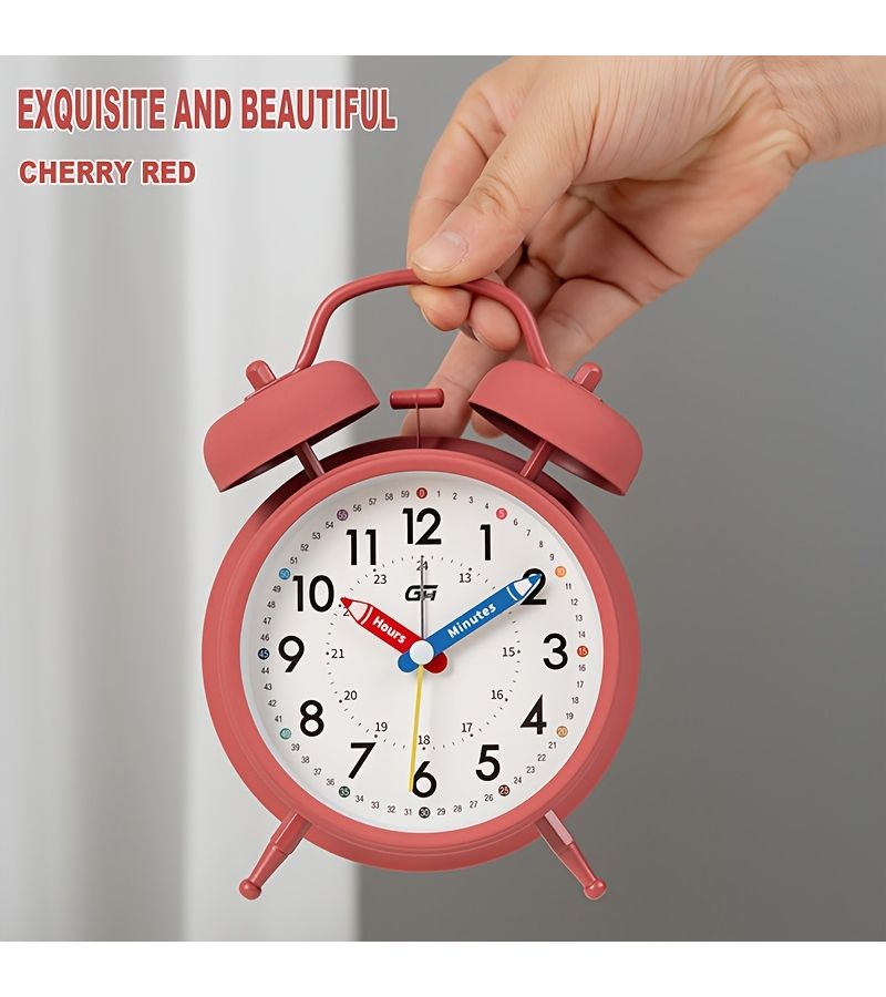 Green Bedroom Alarm Clock With Creative Pointer Design Soft Glow Night Light Silent Operation Office Back To School Gift - Image 4