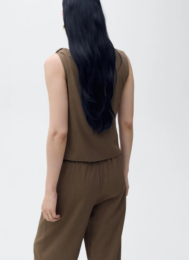 MANGO Asymmetrical Draped Top With Straps