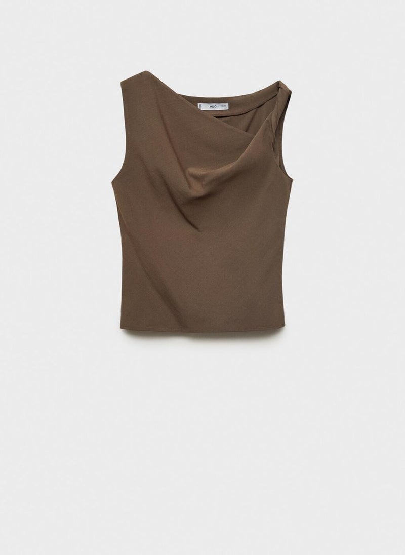 MANGO - Asymmetrical Draped Top With Straps - Image 1