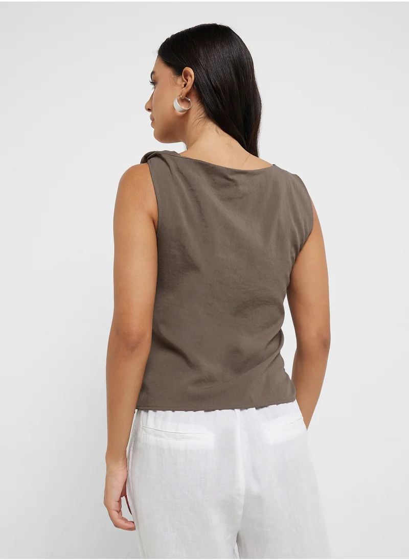 MANGO Asymmetrical Draped Top With Straps