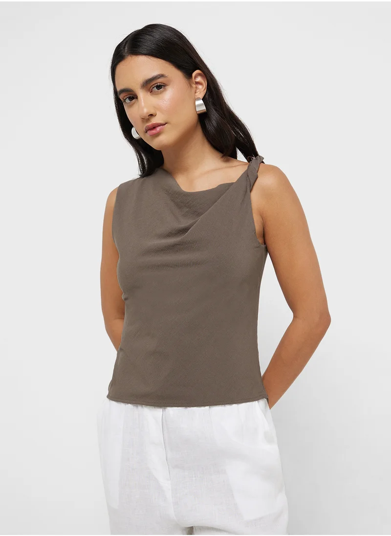 MANGO Asymmetrical Draped Top With Straps