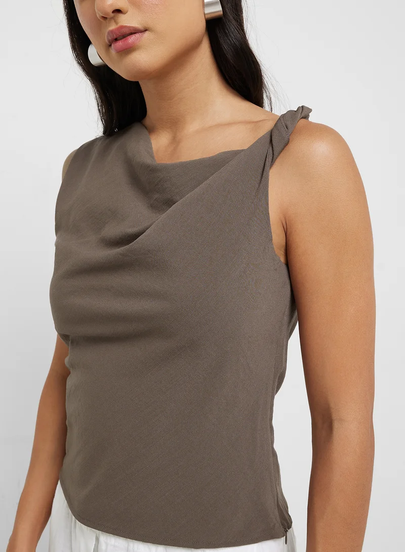 MANGO Asymmetrical Draped Top With Straps