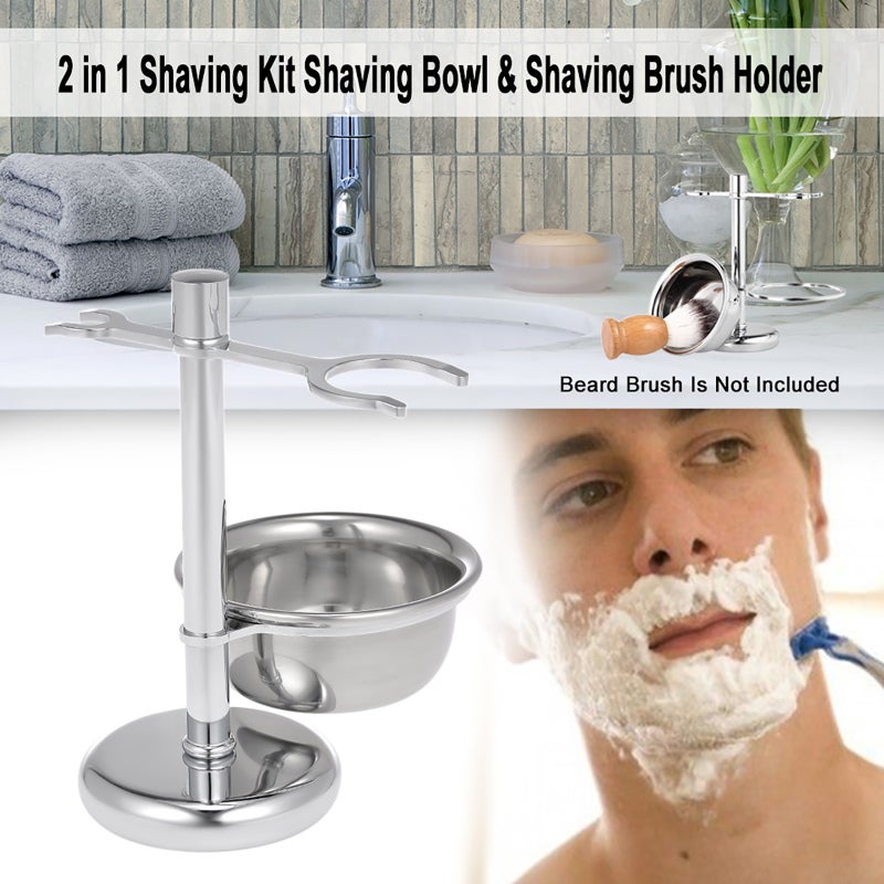 2 In 1 Stainless Steel Shaving Holder - Rustproof Space-Saving Design Shaving Kit for Men's Bathroom Organization & Home Barber Use - Image 5