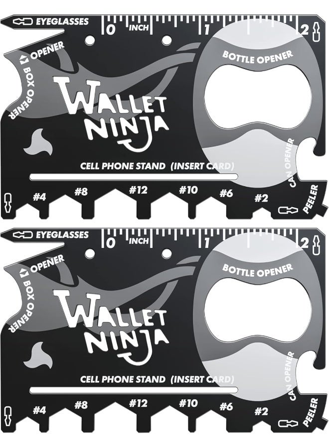 Wallet Ninja Wallet Ninja Multitool Card – 18 in 1 Credit Card Size Multi-Tool for Quick Repairs, EDC Survival Gear, Bottle Opener, Camping – Cool Gadget and Stocking Stuffer – Black (2)  - Image 2