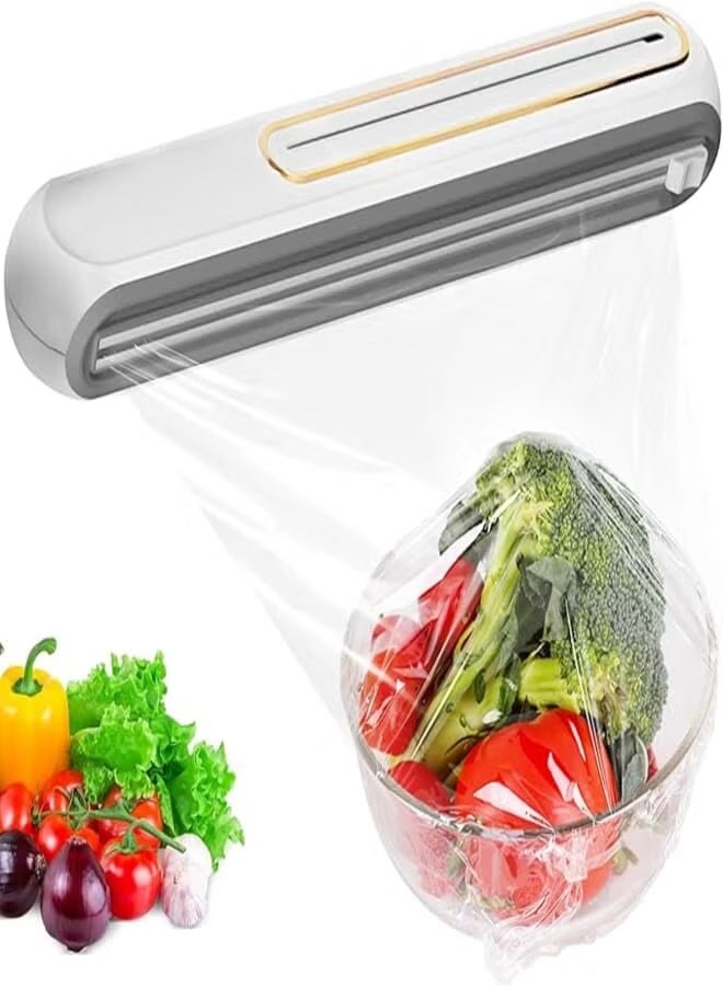 MeYuxg Magnetic Foil Dispenser, Cling Film Dispenser, Foil Cutter with Sliding Cutter, Cling Film Cutter for Kitchen, Dispenser for Cling Film and Aluminium Foil, White - Image 1