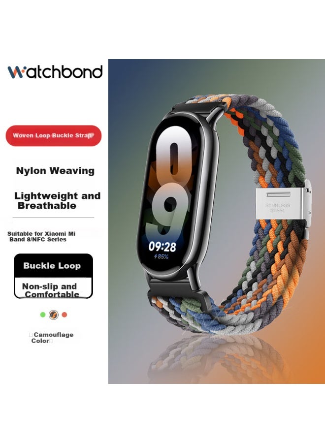 Watchbond Nylon Woven Strap Compatible With Xiaomi Band 10, Band 9/8 Nfc Version, Smart Sports Band 8 Replacement Buckle Elastic Watch Band, Fashionable Bracelet Accessory - Image 1