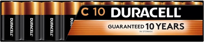 بطاريات Duracell Coppertop C، عبوة من 10 قطع، بطارية C بطاقة طويلة الأمد، بطارية قلوية متعددة الأغراض للأجهزة المنزلية والمكتبية - Image 1