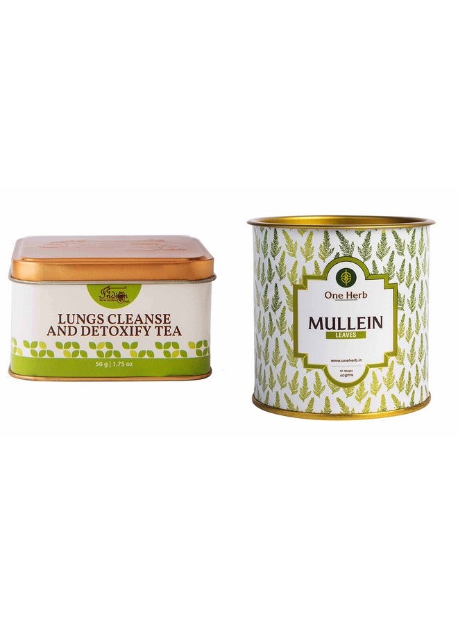 The Indian Chai - Combo, Lungs Cleanse & Detox Tea 50g and Mullein Tea 40g, Anti Smoking Herbal Tea, Herbal Support for Healthy Respiratory, Bronchial & Immune Function - Image 1